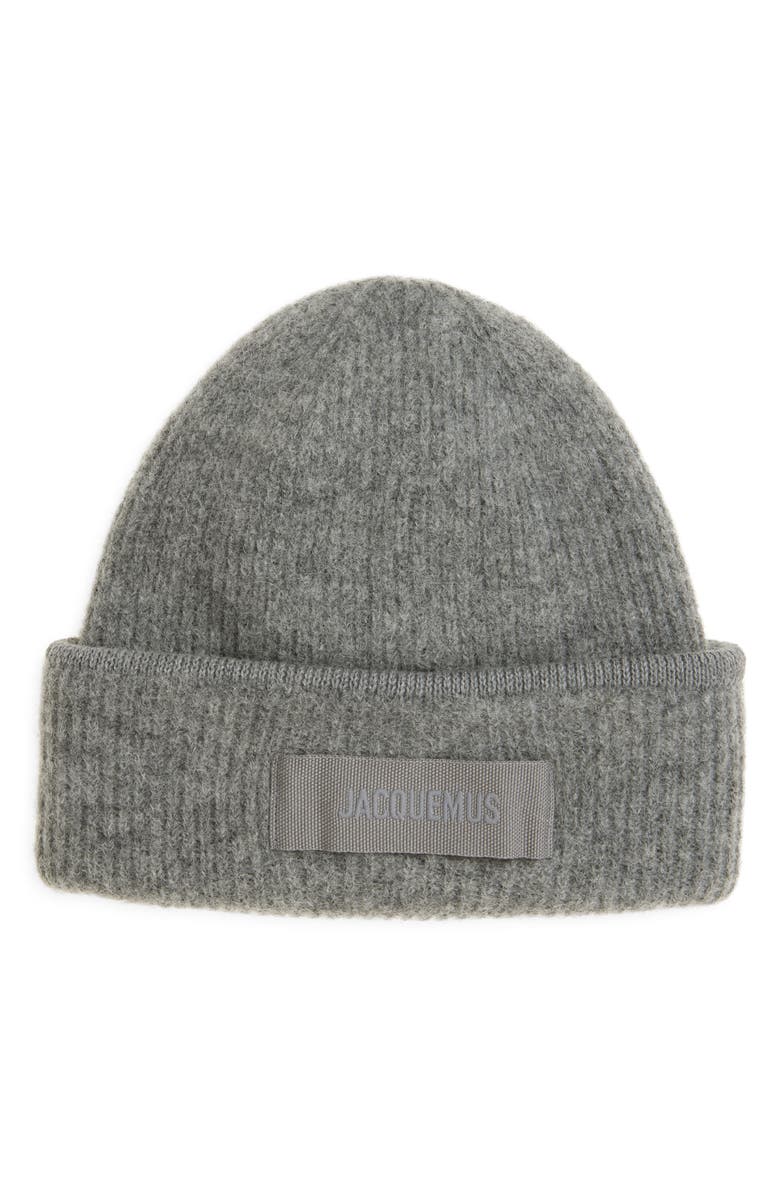 Jacquemus Le Bonnet Grosgrain Alpaca & Wool Blend Beanie, Main, color, Dark Grey