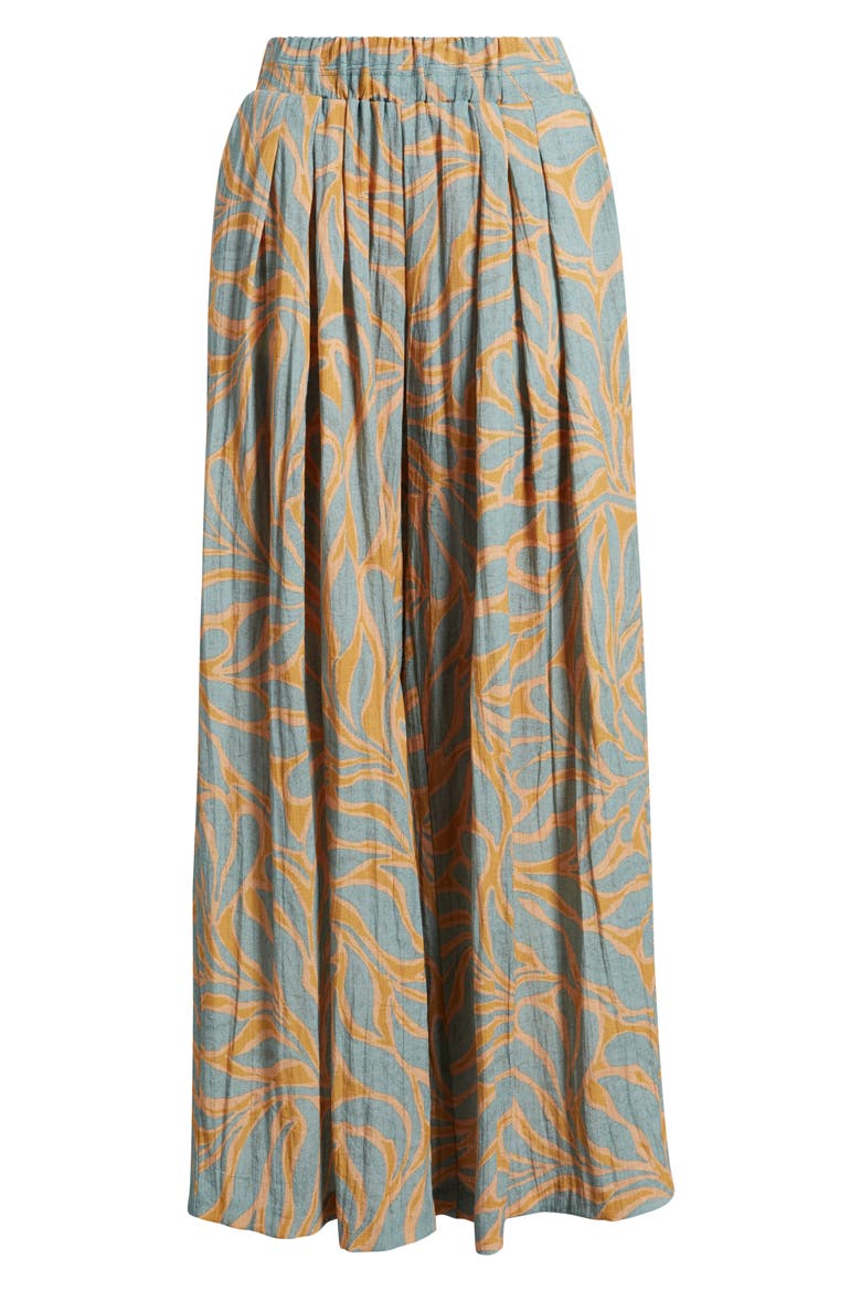 Glider Skyrise Pleated Palazzo Pants, Alternate, color, GOLDEN GLOW/ JADE