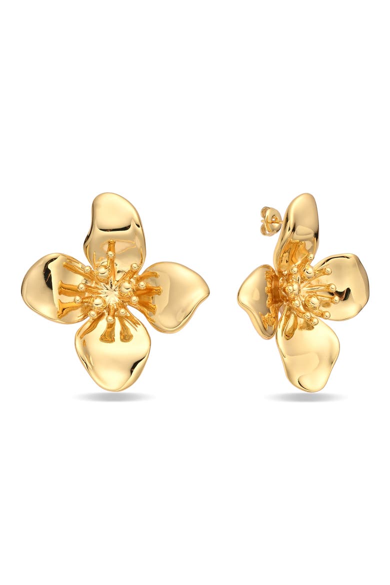 Amara Bloom Stud Earrings, Main, color, GOLD