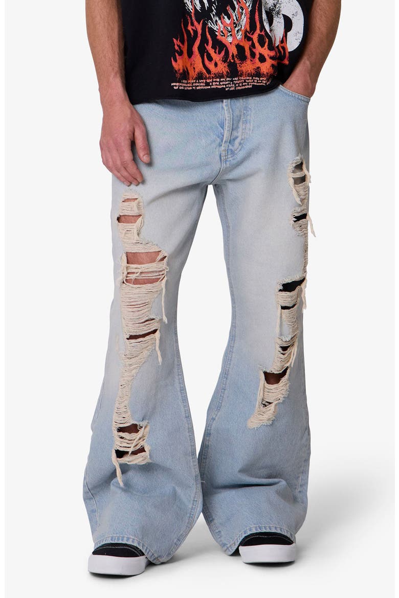 Distressed Kick Flare Jeans, Alternate, color, BLUE