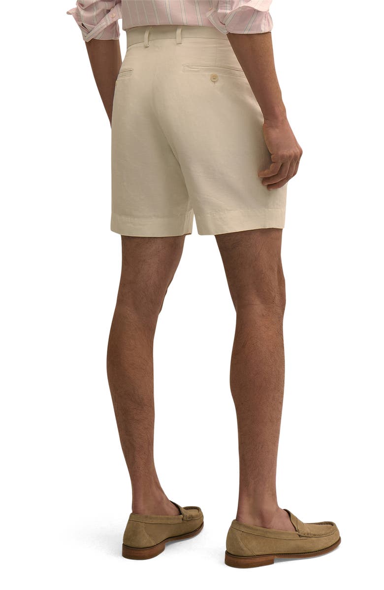 Brooks Brothers Flat Front Linen & Cotton Shorts, Alternate, color, Marshmallow
