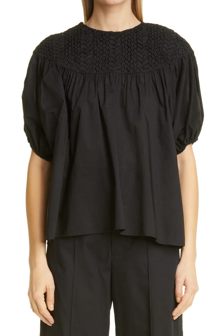 Paz Smocked Blouse, Main, color, BLACK