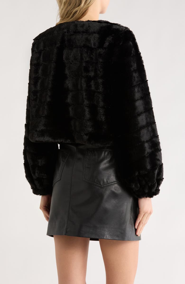 Joseph A Faux Fur Crop Cardigan, Alternate, color, Black