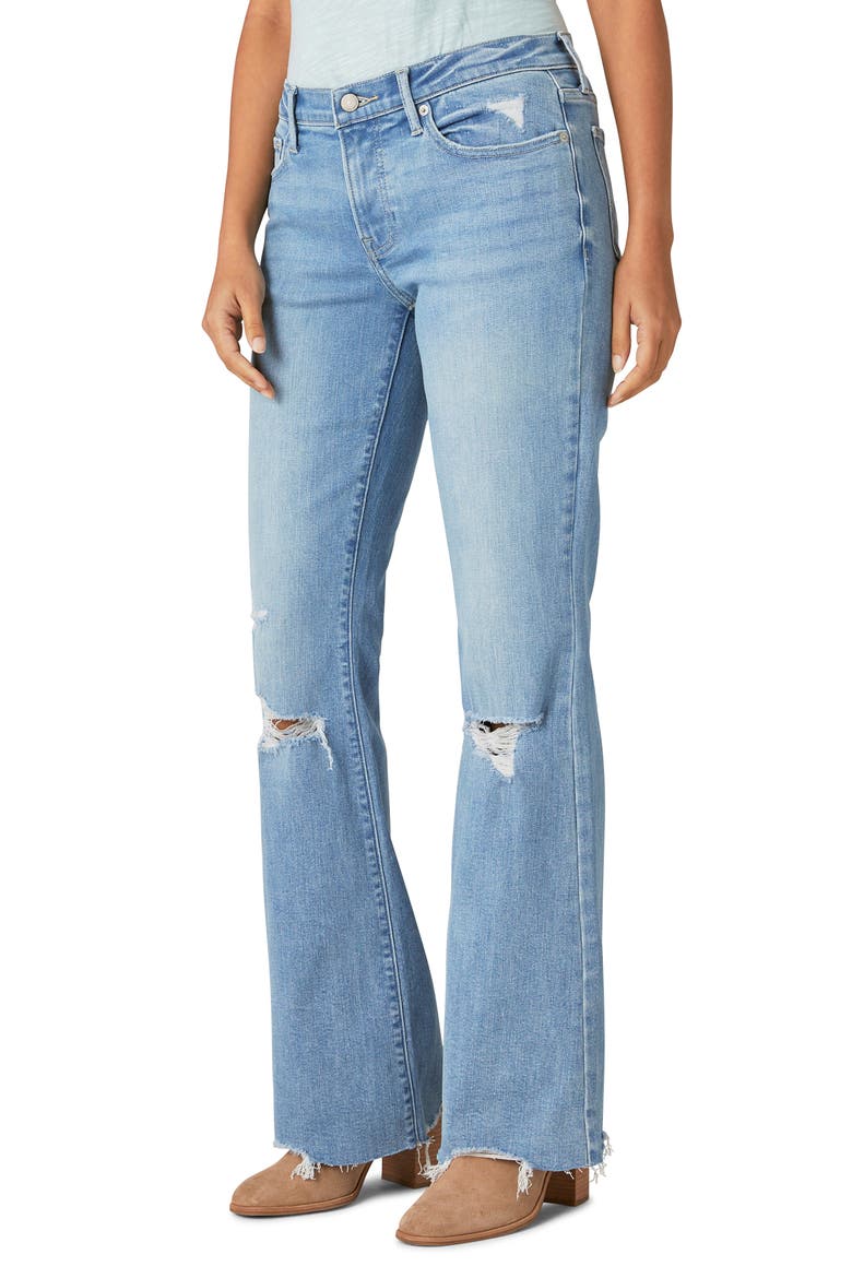 Sweet Distressed Raw Hem Flare Jeans, Alternate, color, CAPSIZE DEST