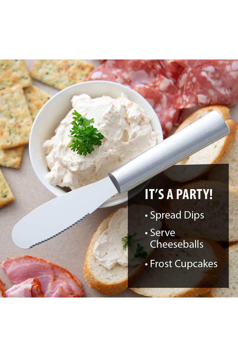 Cutlery 3.375-Inch Party Spreader Stainless Steel Serrated Blade, Alternate, color, Silver