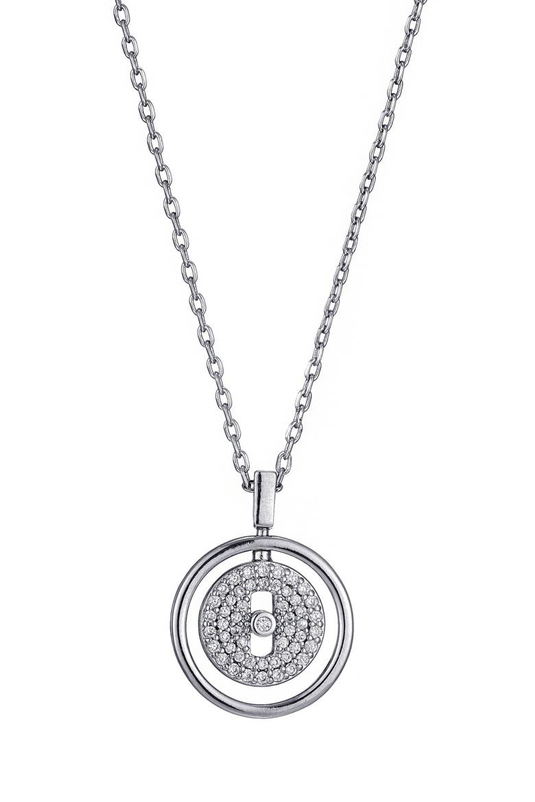 Cubic Zirconia Dancing Stone Pendant Necklace, Main, color, SILVER