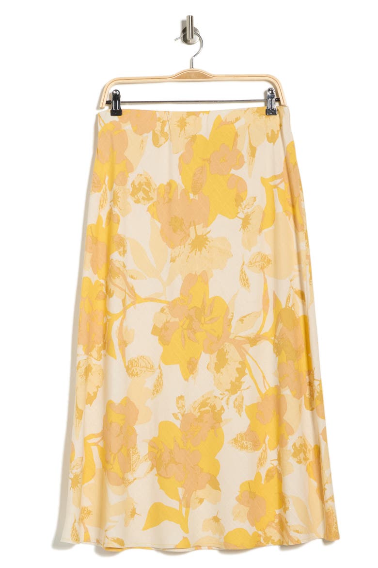 Floral Midi Skirt, Alternate, color, YELLOW