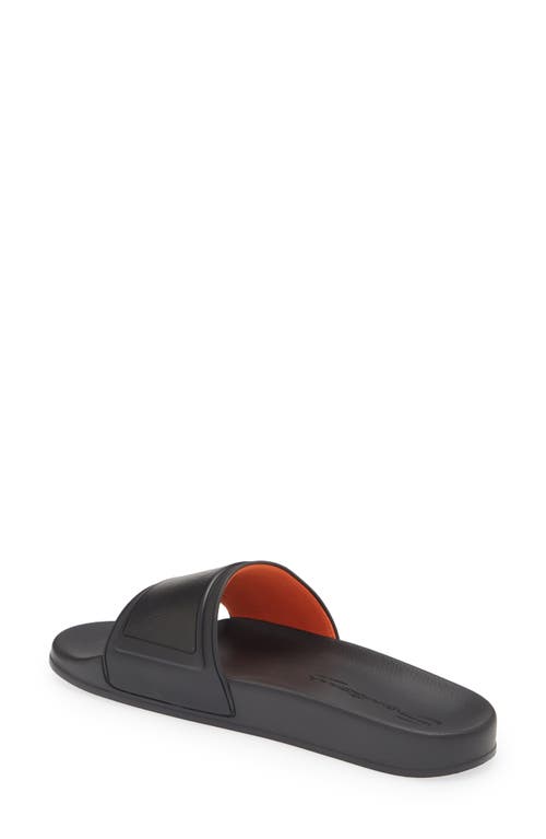 Santoni Men's Edison Rubber Double Buckle Style Slides In Black Black