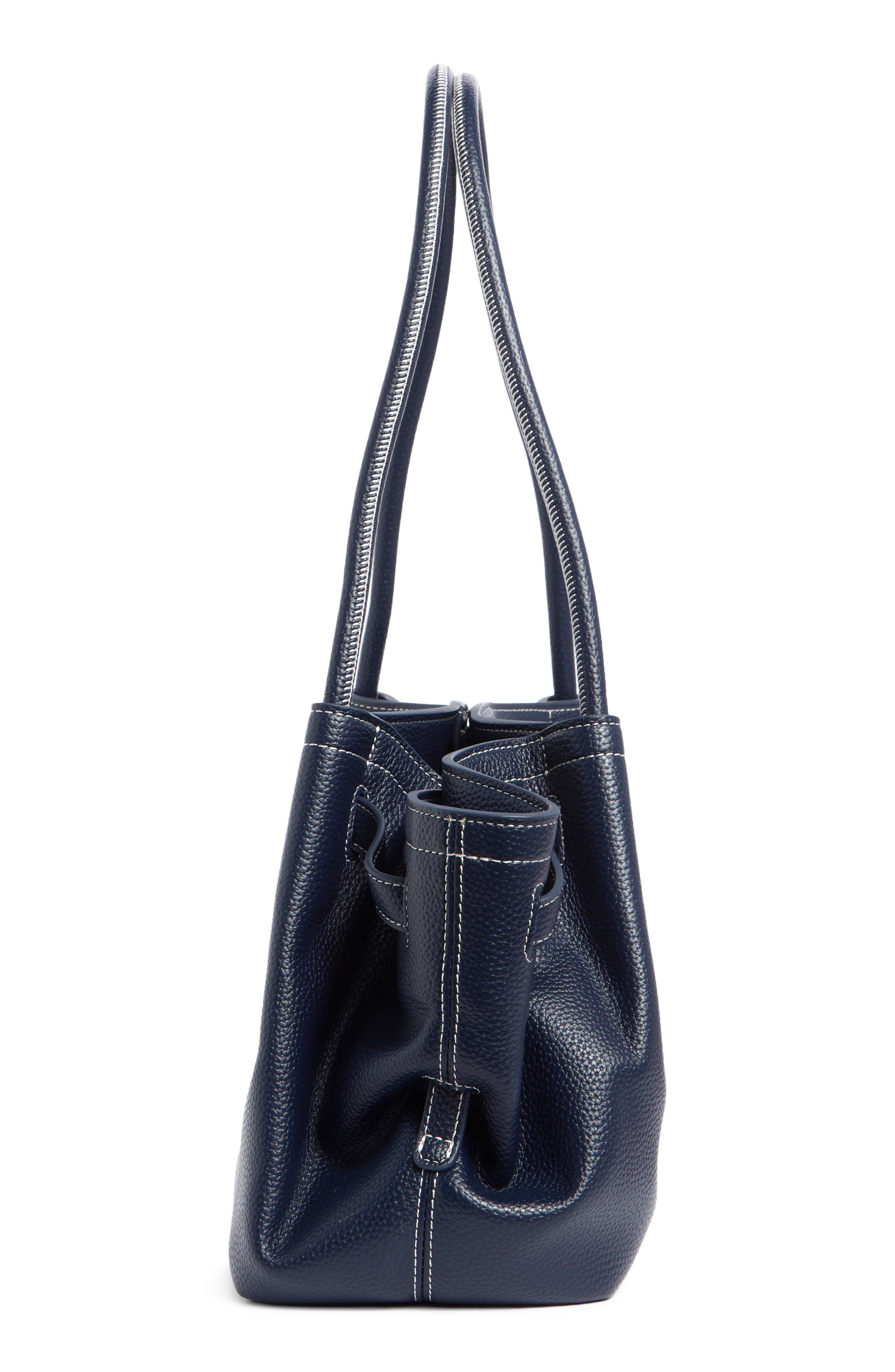 Hana Faux Leather Wide Tote Bag, Alternate, color, NAVY