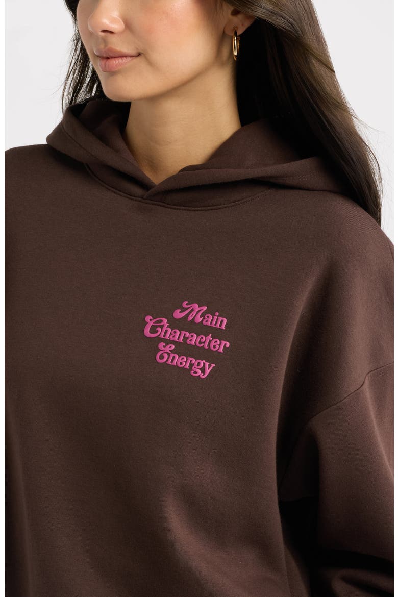 Graphic Hoodie, Alternate, color, BROWN- PINK MAIN CHARACTER ENE