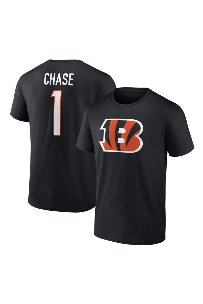 Men's Fanatics Ja'Marr Chase Black Cincinnati Bengals Player Icon Name & Number T-Shirt, Alternate, color, Black