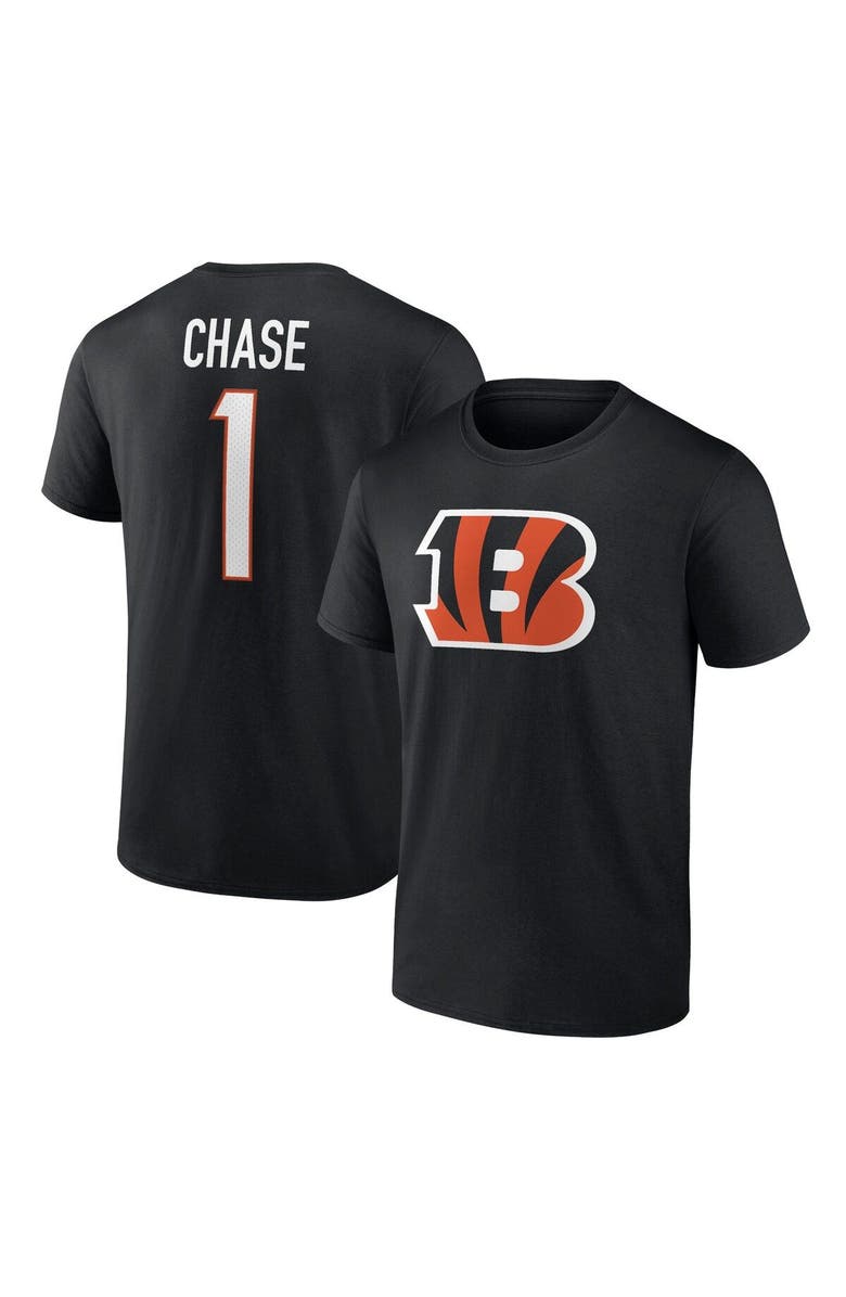 FANATICS Men's Fanatics Ja'Marr Chase Black Cincinnati Bengals Player Icon Name & Number T-Shirt, Alternate, color, Black