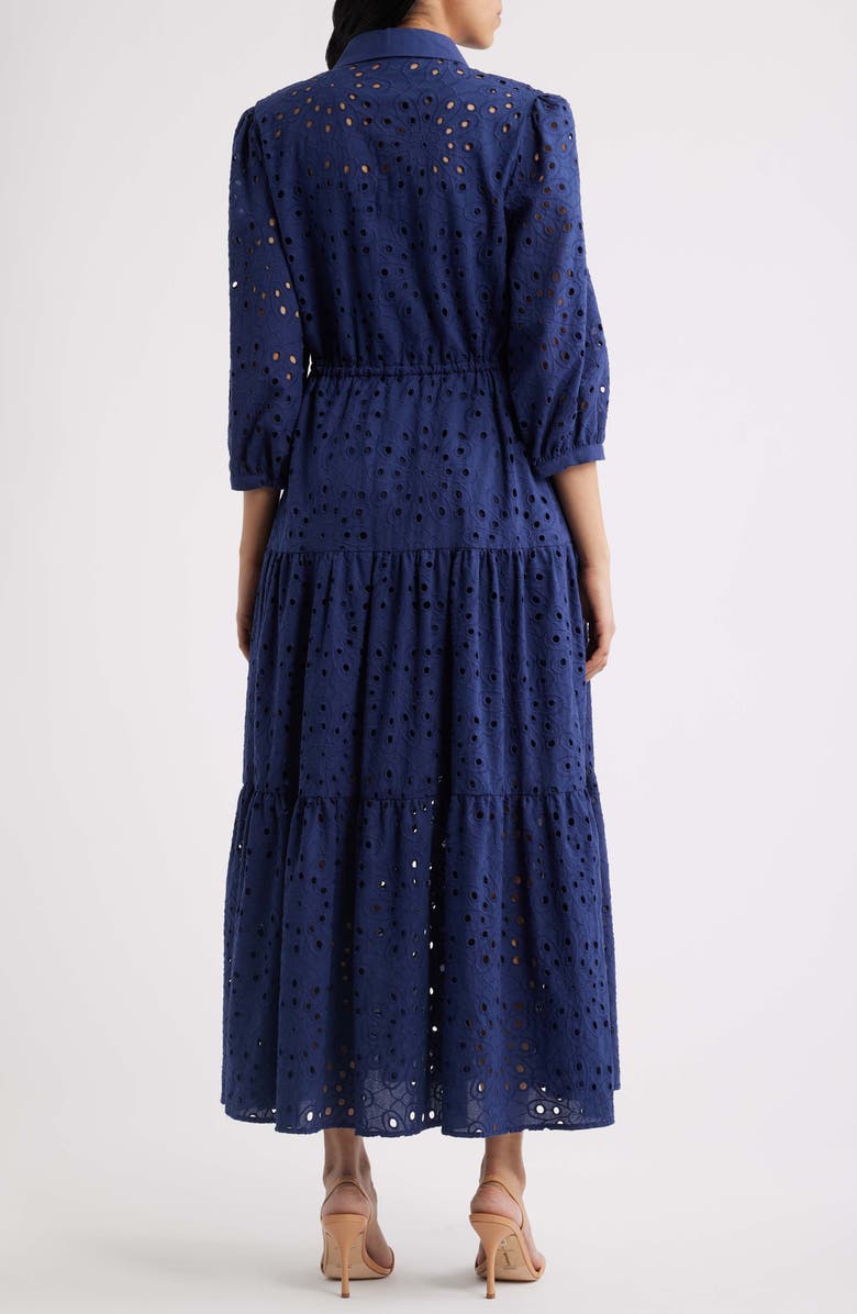 Julia Jordan Cotton Eyelet Shirtdress, Alternate, color, Navy