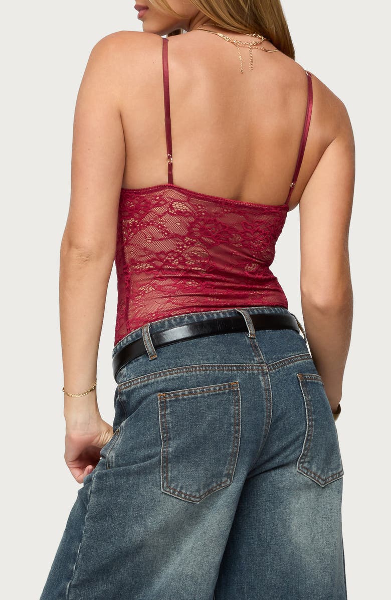 EDIKTED Lace Bodysuit, Alternate, color, Burgundy
