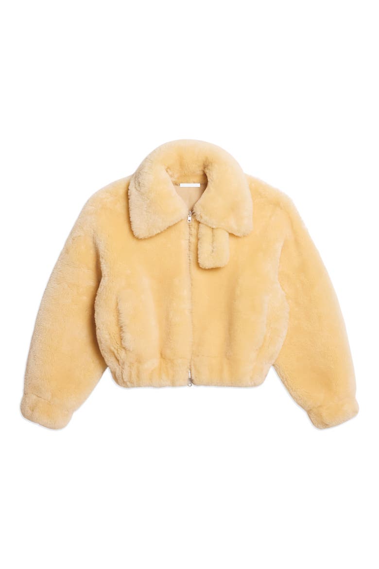 Genuine Shearling Bomber Jacket, Alternate, color, CORNSILK