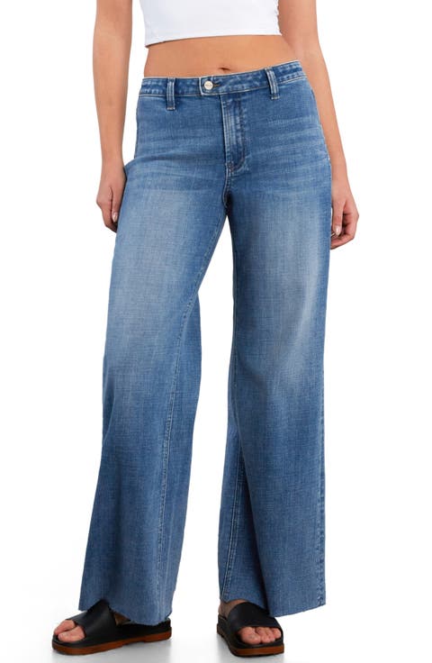 Flat Front Wide Leg Jeans