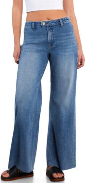 HINT OF BLU Flat Front Wide Leg Jeans