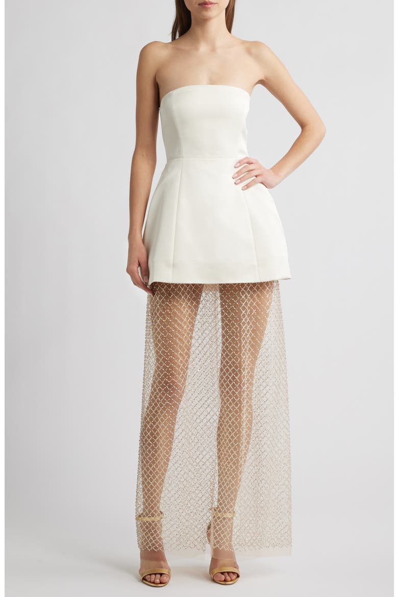 Gemma Strapless Netted Gown, Main, color, IVORY