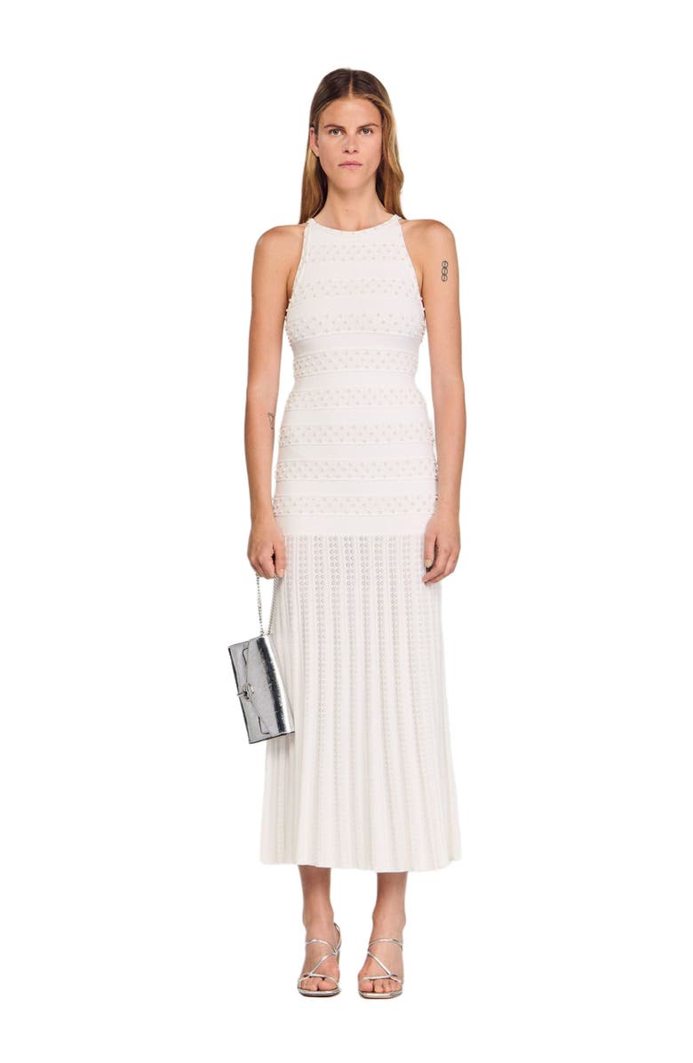 SANDRO Maxi beaded dress, Alternate, color, Ecru