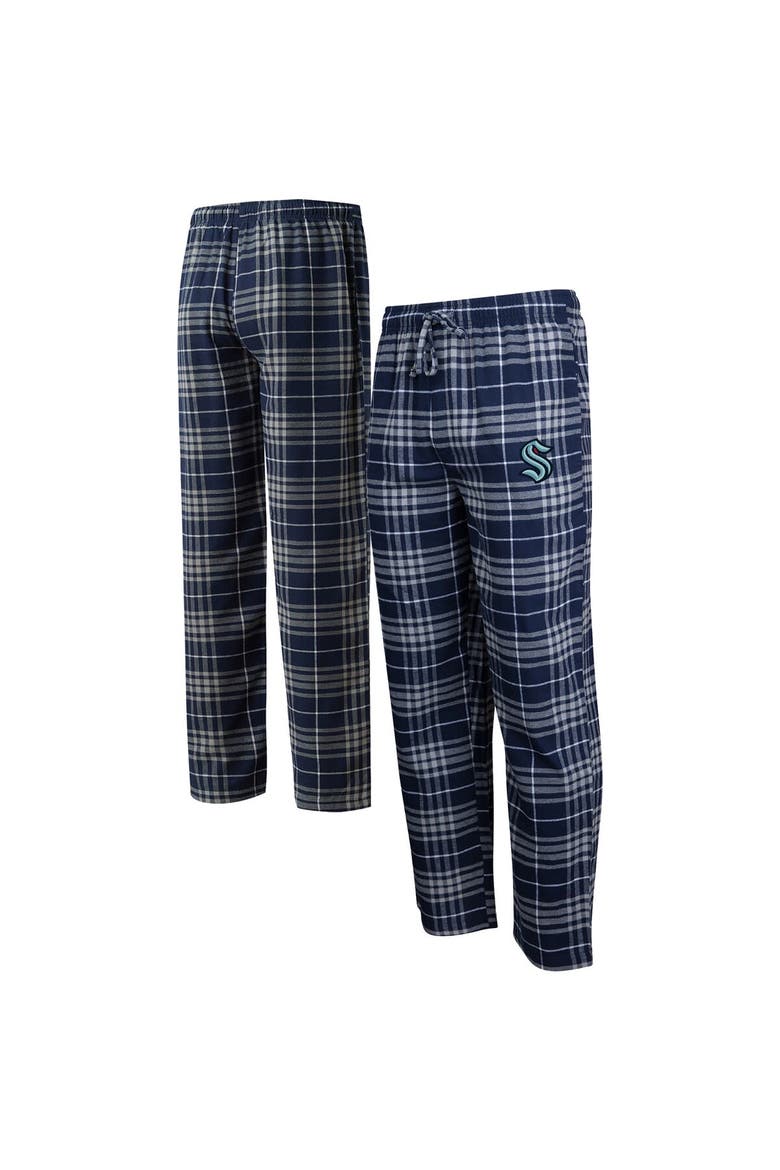 Men's Concepts Sport Deep Sea Blue/Gray Seattle Kraken Concord Flannel Sleep Pants, Main, color, Navy