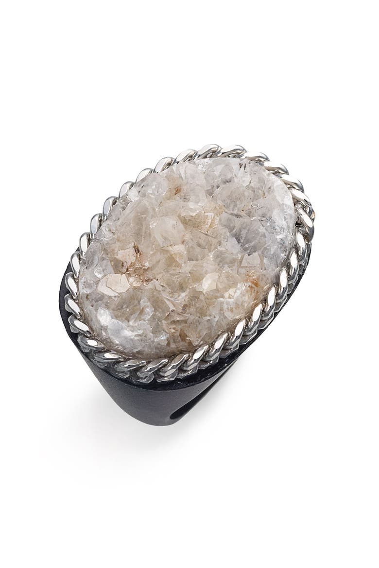 Jewelry Oval Drusy Ring, Main, color, NATURAL GOLD SILVER