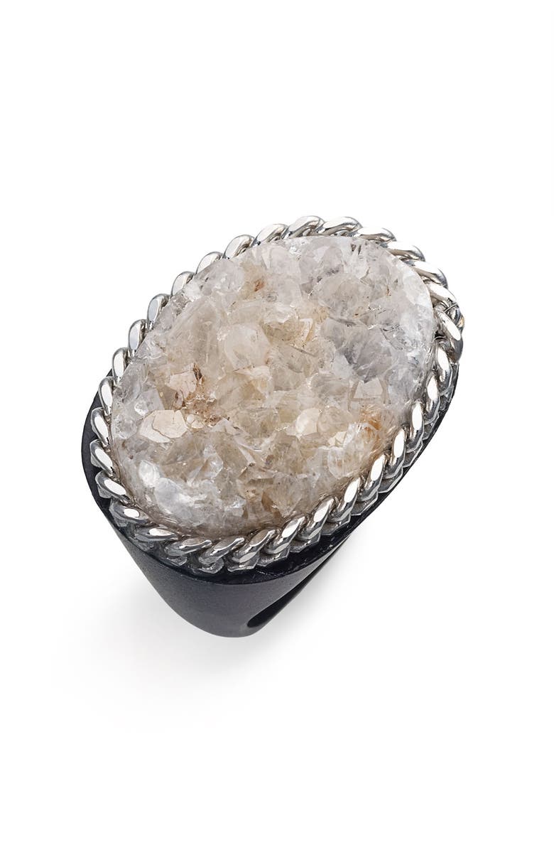 Liz Larios Jewelry Oval Drusy Ring, Main, color, 