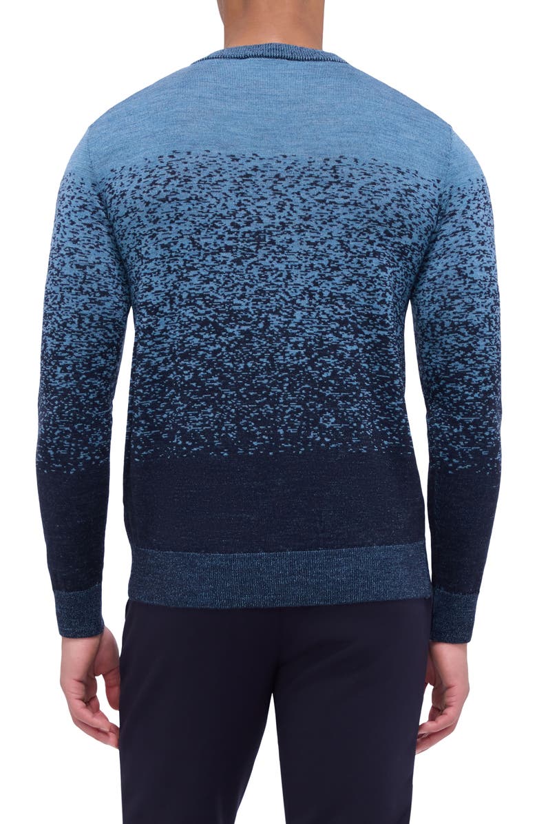 Bugatchi Pattern Crewneck Merino Wool Sweater, Alternate, color, Air Blue
