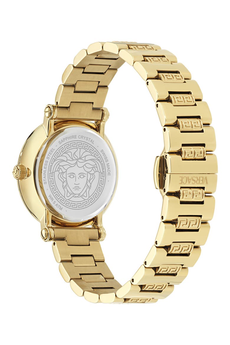 Greca Sphere Bracelet Watch, 35mm, Alternate, color, IP YELLOW GOLD