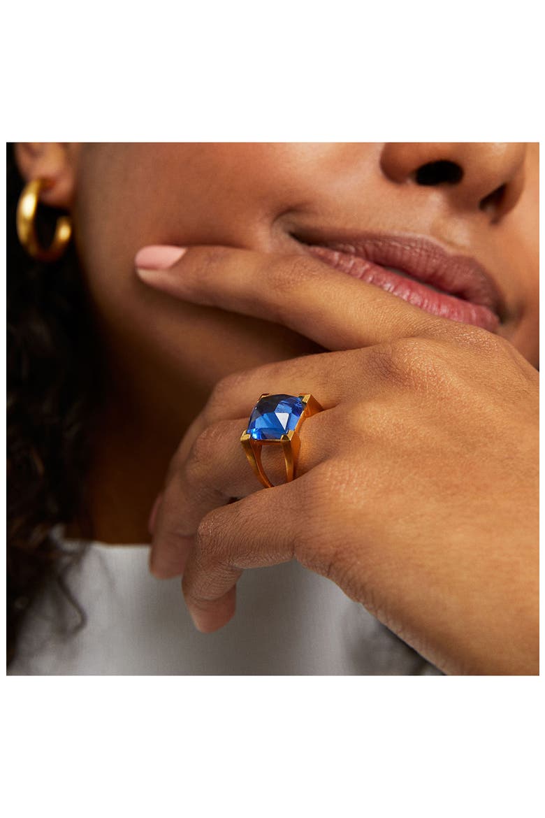 Mini Plaza Simulated Tanzanite Ring, Alternate, color, MIDNIGHT BLUE/ GOLD