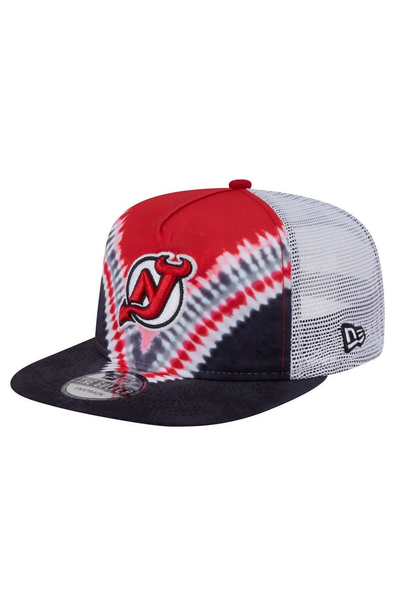 New Era Men's New Era Black/Red New Jersey Devils Throwback V-Dye Adjustable Golfer Hat, Main, color, Black