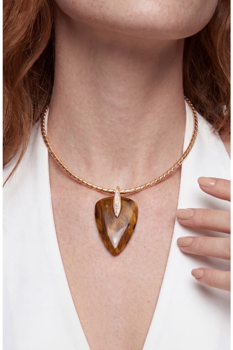 Solstice Pendant Choker, Alternate, color, TIGERS EYE