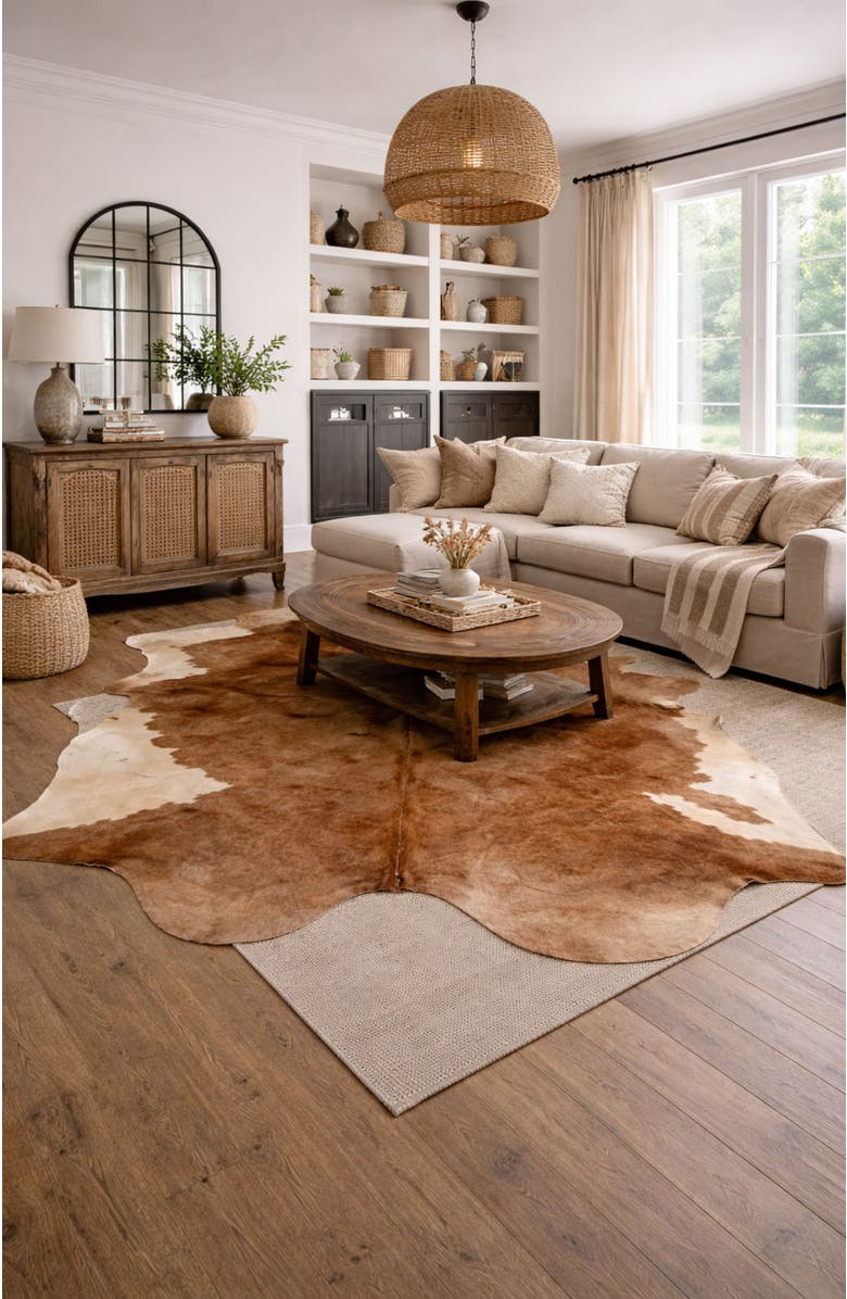 Rhacam Eco Hide Gisselle Brown and White Cowhide Rug  9'5" × 7'11", Alternate, color, Brown/White
