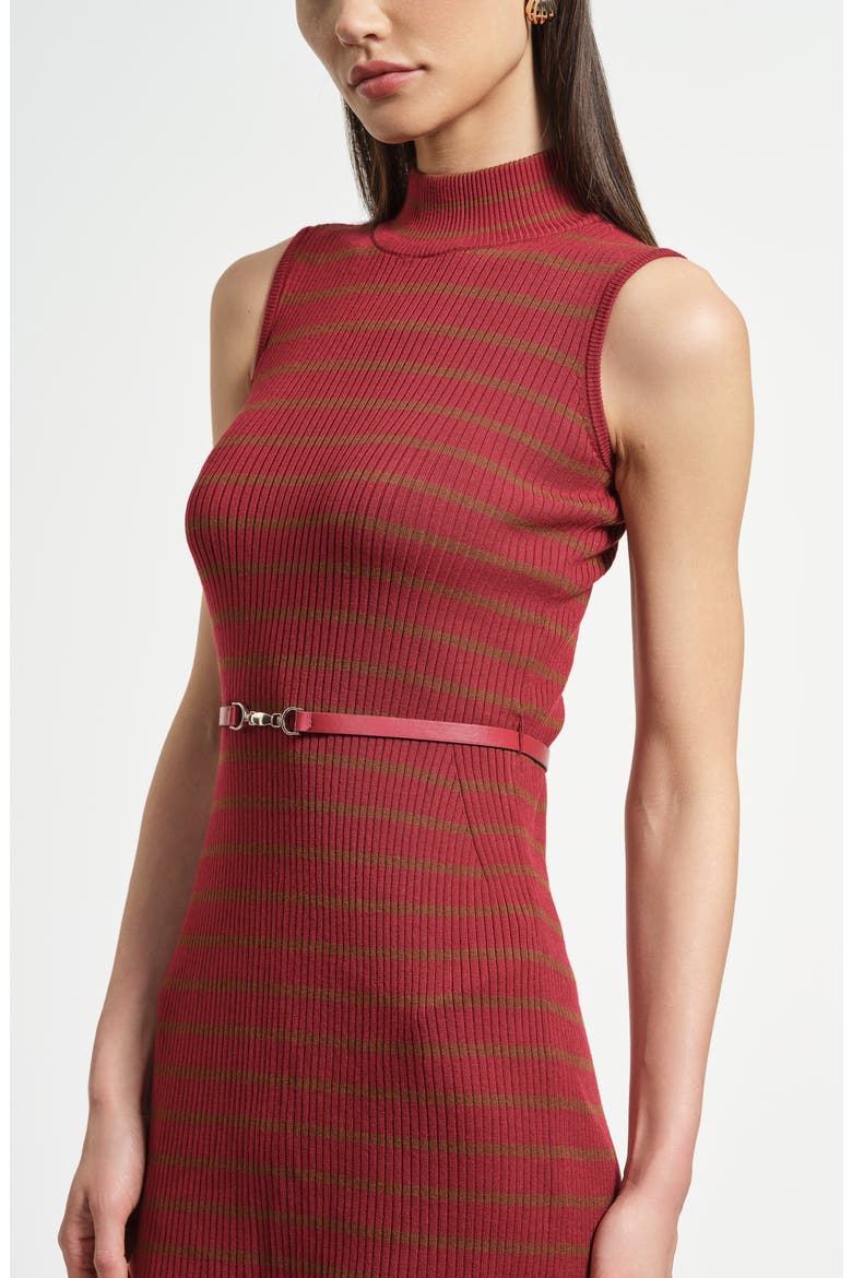 Sleeveless Belted Rib Midi Sweater Dress, Alternate, color, RED/ DACHSHUND