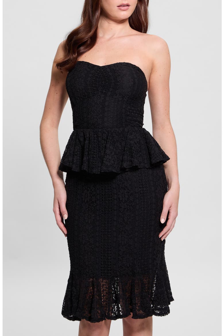 Strapless Harley Ruffle Dress, Alternate, color, JET BLACK