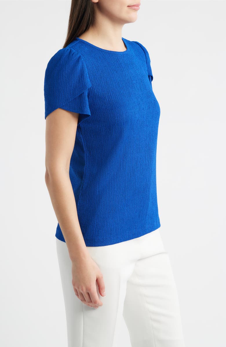 AK ANNE KLEIN Tulip Sleeve Pebble Knit Top, Alternate, color, Santorini Blue