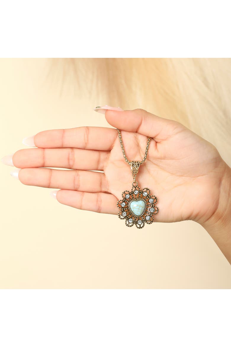 Stone Ornate Necklace, Alternate, color, Gold, turquoise
