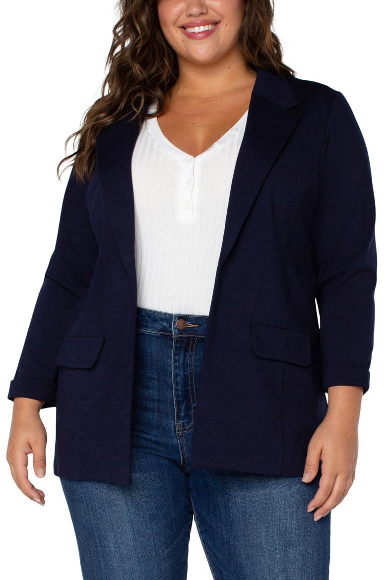 Boyfriend Ponte Knit Blazer, Main, color, CADET BLUE