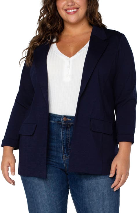 Boyfriend Ponte Knit Blazer (Plus Size)