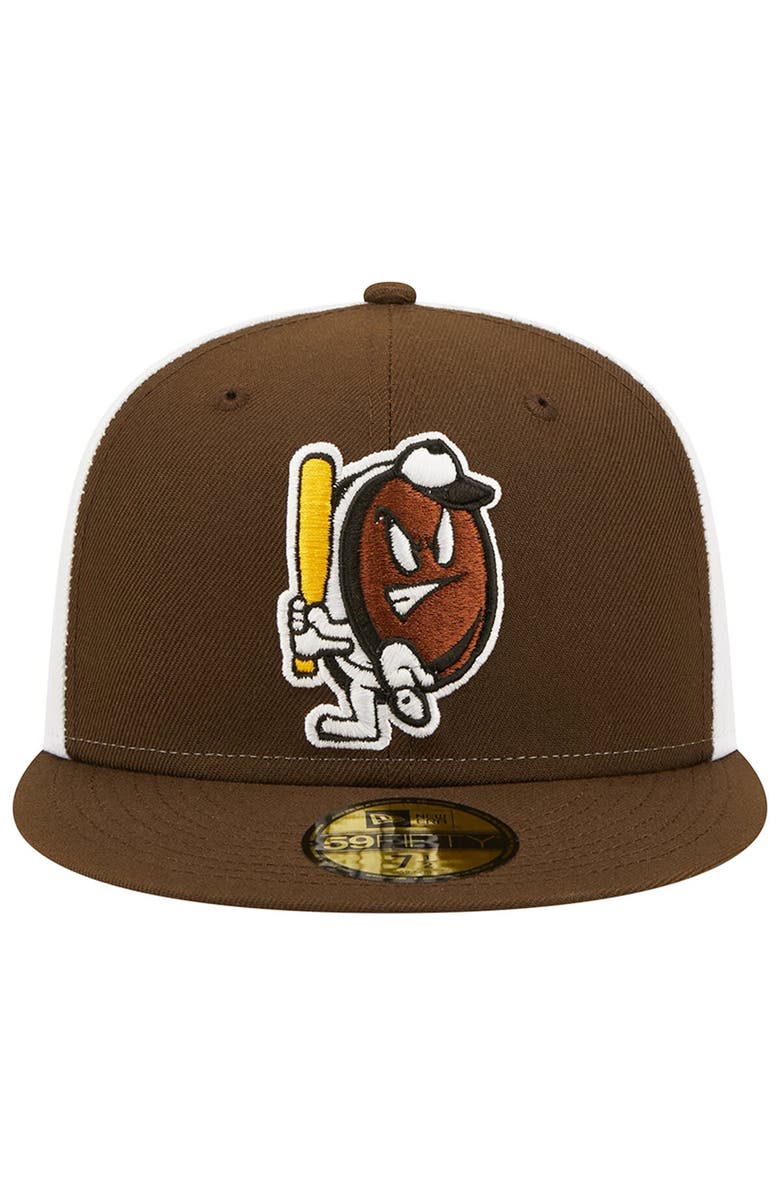 New Era Men's New Era Brown/White Portland Sea Dogs Theme Night 59FIFTY Fitted Hat, Alternate, color,