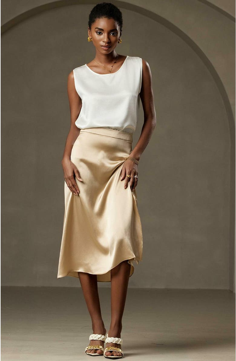 SILKSILKY 19Momme Silk Fashionable Lounge Wide Straps Tank Top, Alternate, color, 