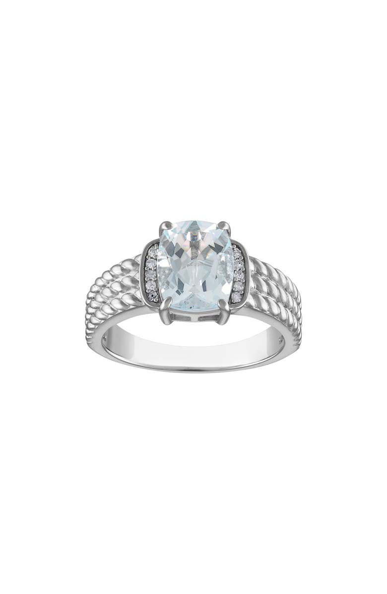 FZN Sterling Silver Cushion Cut Aquamarine & Diamond Ring, Main, color, Silver/ Aqua