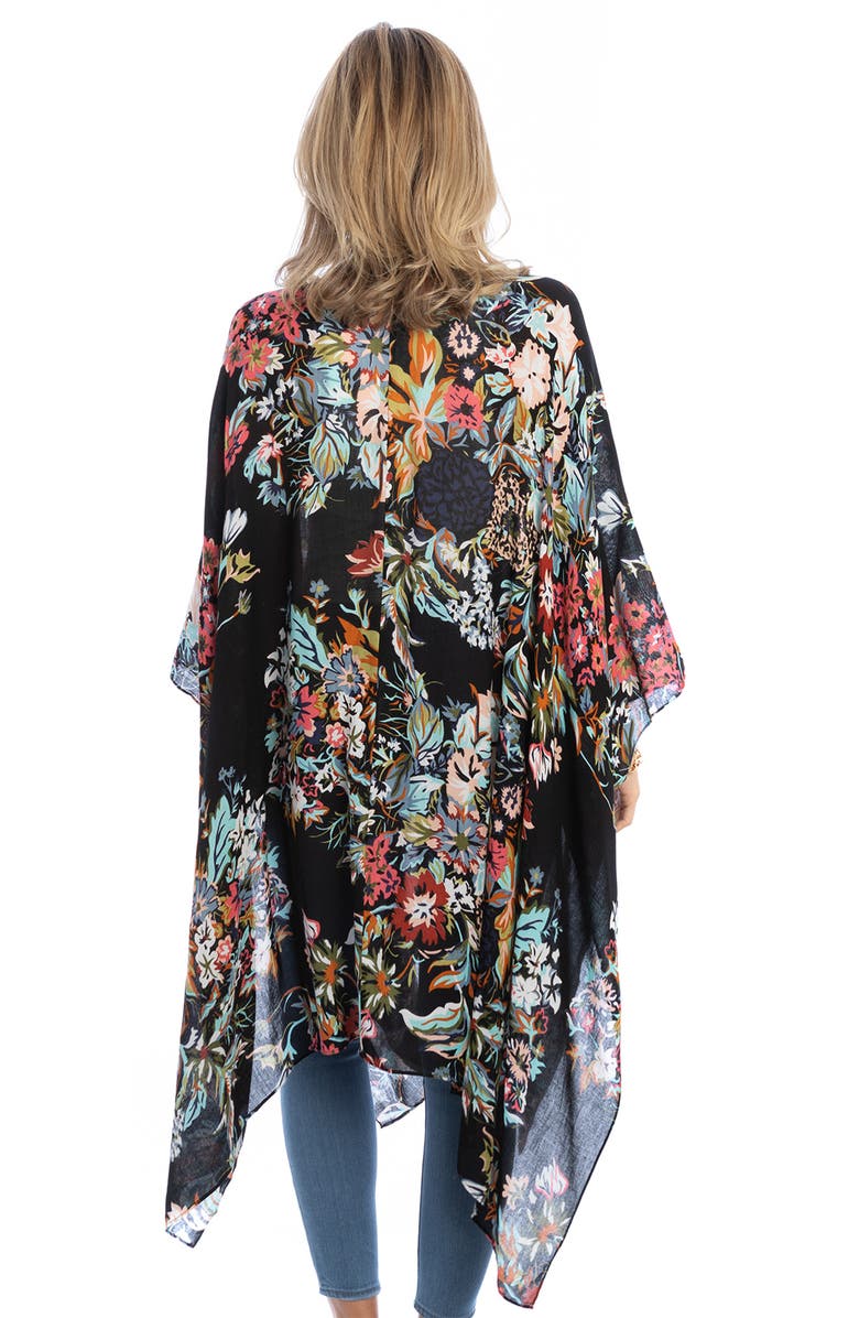 SAACHI Lasdon Floral Print Ruana, Alternate, color, Black