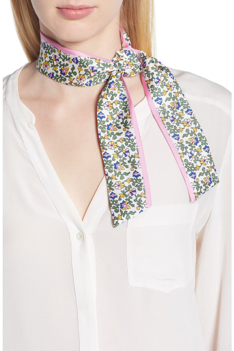 Wild Pansy Silk Twill Scarf, Main, color, IVORY WILD PANSY