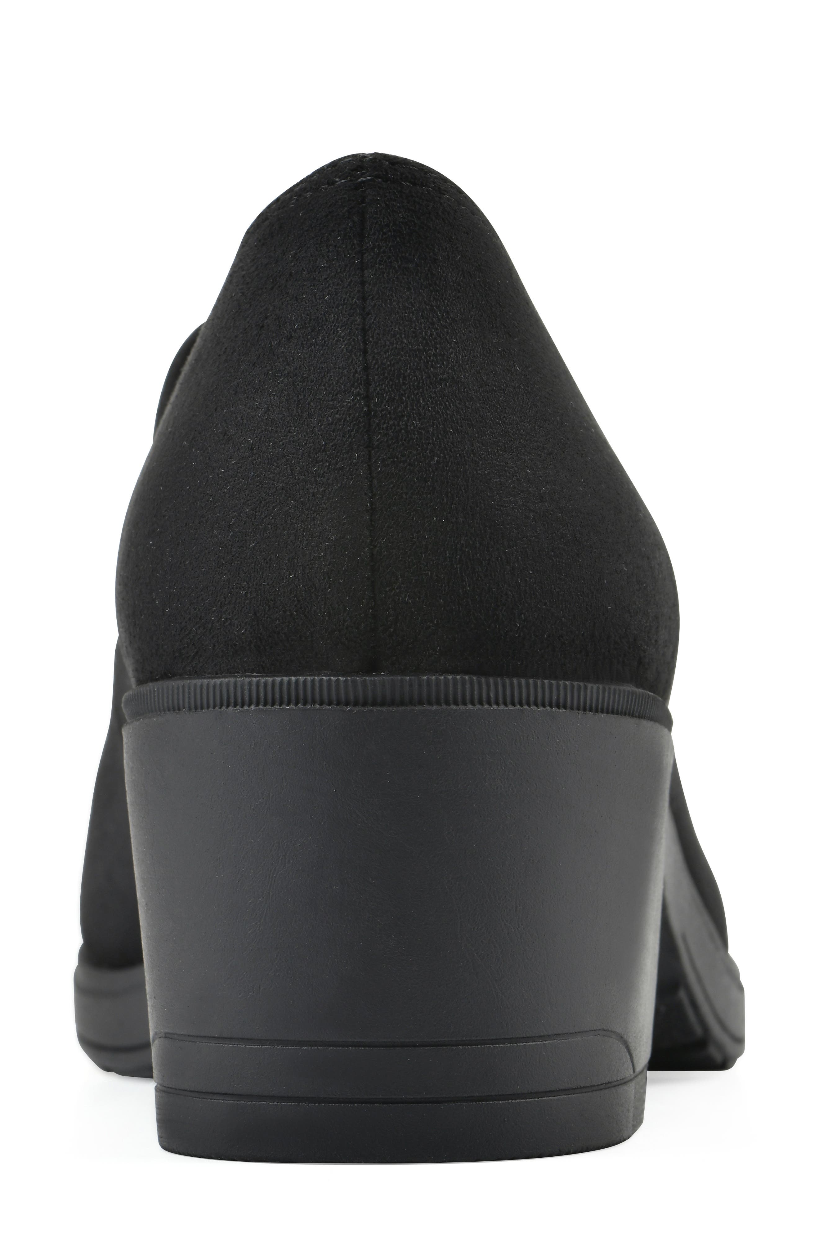 CLIFFS BY WHITE MOUNTAIN Hunton Block Heel Loafer Pump - Wide Width, Alternate, color, Black Suedette