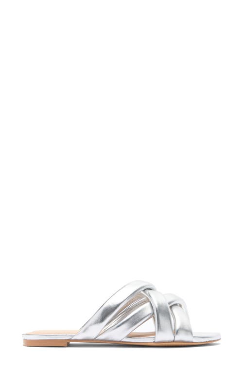 Stuart Weitzman Crossover Leather Slide In Silver