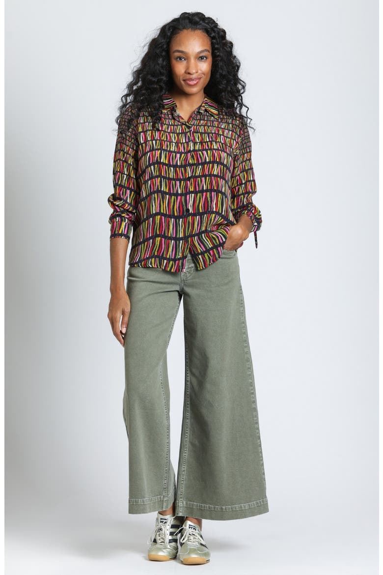 Print Roll Tab Sleeve Button-Up Shirt, Alternate, color, PRISM ONYX MULTI