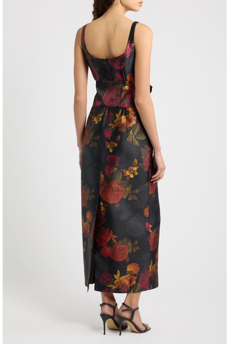 Sleeveless Floral Print Gown, Alternate, color, BLACK MULTI