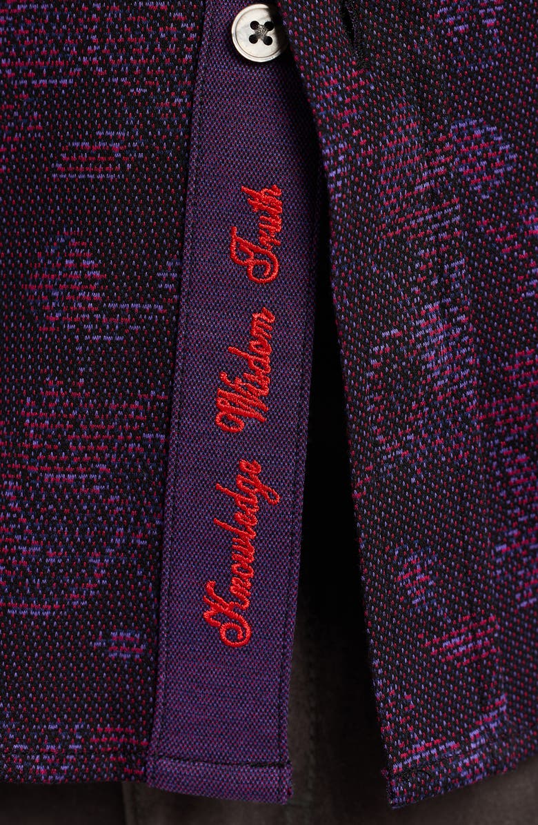 Robert Graham Hoyt Floral Cotton Knit Button-Up Shirt, Alternate, color, Berry