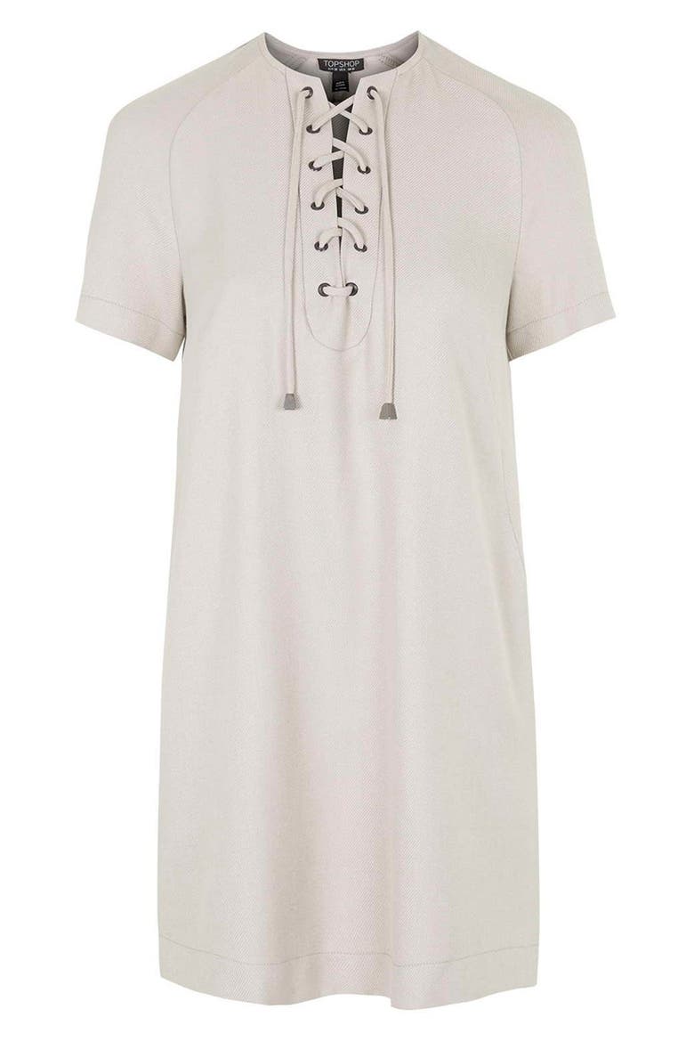 Lace Up Shirtdress, Alternate, color, GREY