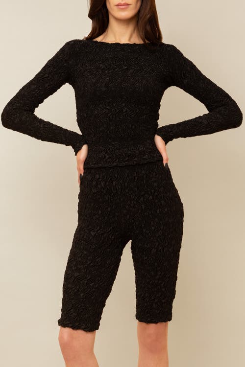 Contessa Mills Blair Cozy Elevated Long-sleeve Cotton T-shirt In Black